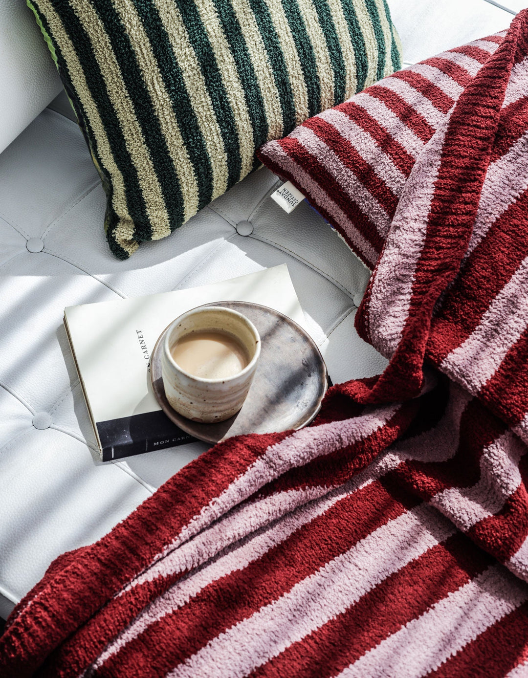 Soft and Cozy Cherry and Forest Striped Sunset Soiree Lightweight Throw - The Rug Decor