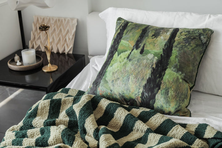 Soft and Cozy Cherry and Forest Striped Sunset Soiree Lightweight Throw - The Rug Decor