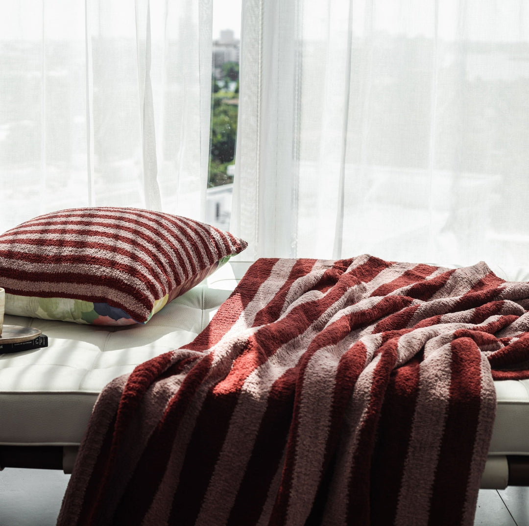 Soft and Cozy Cherry and Forest Striped Sunset Soiree Lightweight Throw - The Rug Decor