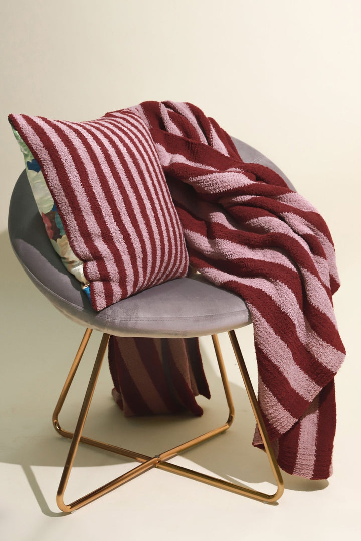 Soft and Cozy Cherry and Forest Striped Sunset Soiree Lightweight Throw - The Rug Decor