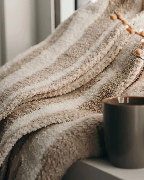 Soft And Cozy Off-white And Cloud Gray Reversible Blanket Throw For Bed Or Couch - The Rug Decor