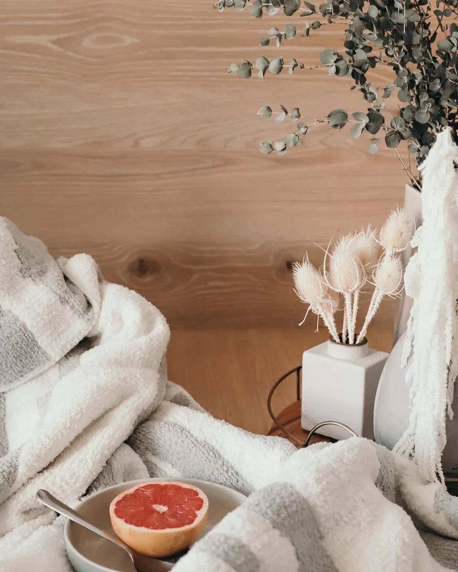 Soft And Cozy Off-white And Cloud Gray Reversible Blanket Throw For Bed Or Couch - The Rug Decor