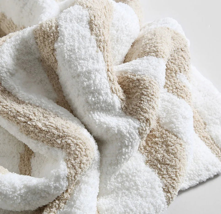 Soft And Cozy Off-white And Cloud Gray Reversible Blanket Throw For Bed Or Couch - The Rug Decor