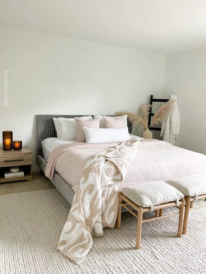 Soft and Stylish Solid Cloud Gray, Taupe, Midnight and Clear White Snug Lumbar Pillow - The Rug Decor
