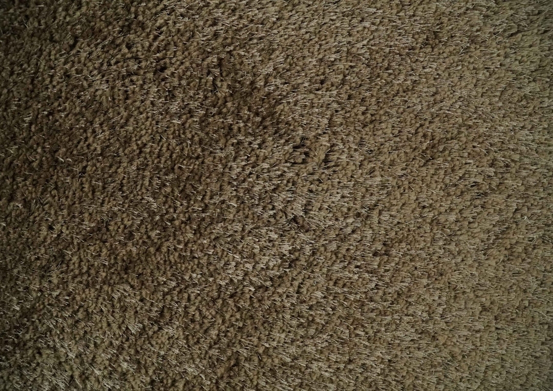Solid 3x5, 4X6 and 5x7 Hand Woven Shag Brown Soft Viscose Area Rug - The Rug Decor