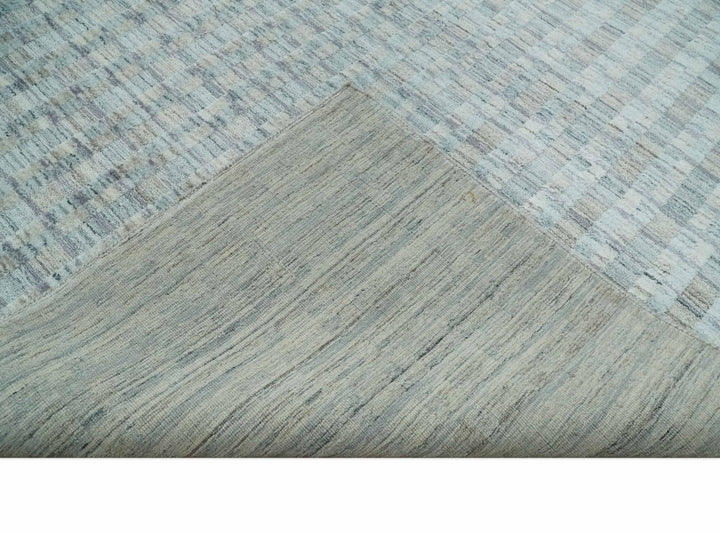 Solid 8x10 Hand Made Camel, Silver and Brown Scandinavian Blended Wool Flatwoven Area Rug | KE35 - The Rug Decor