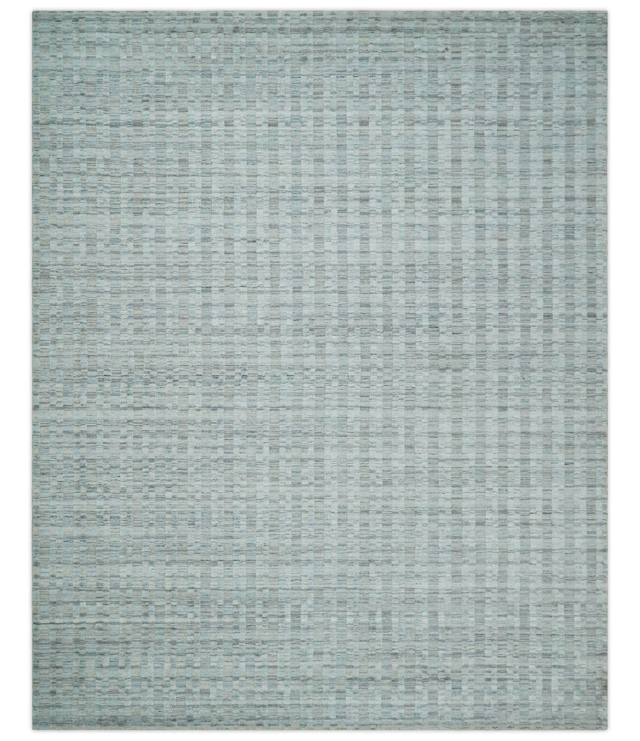 Solid 8x10 Hand Made Camel, Silver and Brown Scandinavian Blended Wool Flatwoven Area Rug | KE35 - The Rug Decor