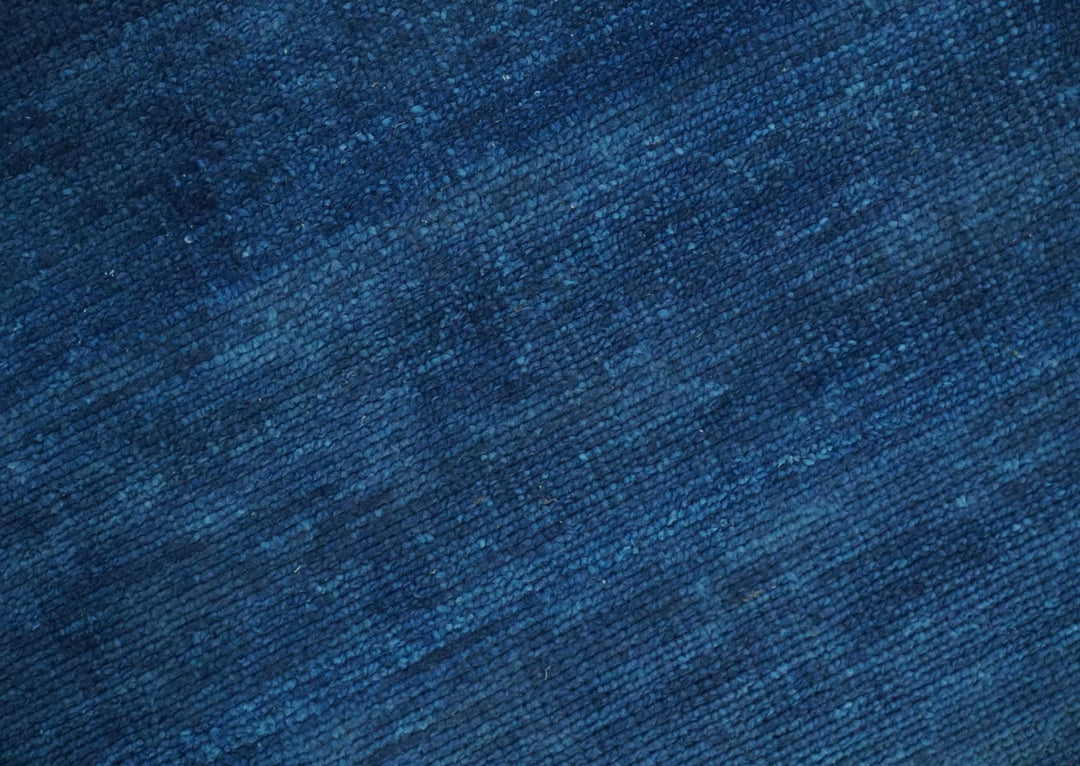 Solid Blue Hand knotted Contemporary 8x10 wool Area Rug - The Rug Decor