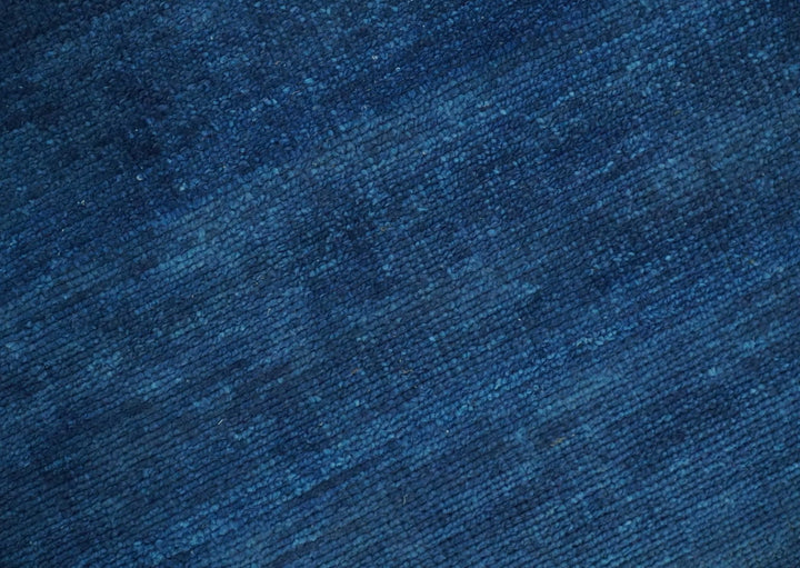 Solid Blue Hand knotted Contemporary 8x10 wool Area Rug - The Rug Decor