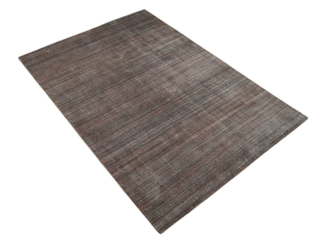 Solid Brown Scandinavian 5x7 Blended Wool Flatwoven Area Rug, Dinning, Kids Rug | HL17 - The Rug Decor