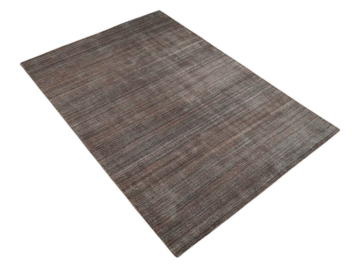 Solid Brown Scandinavian 5x7 Blended Wool Flatwoven Area Rug, Dinning, Kids Rug | HL17 - The Rug Decor