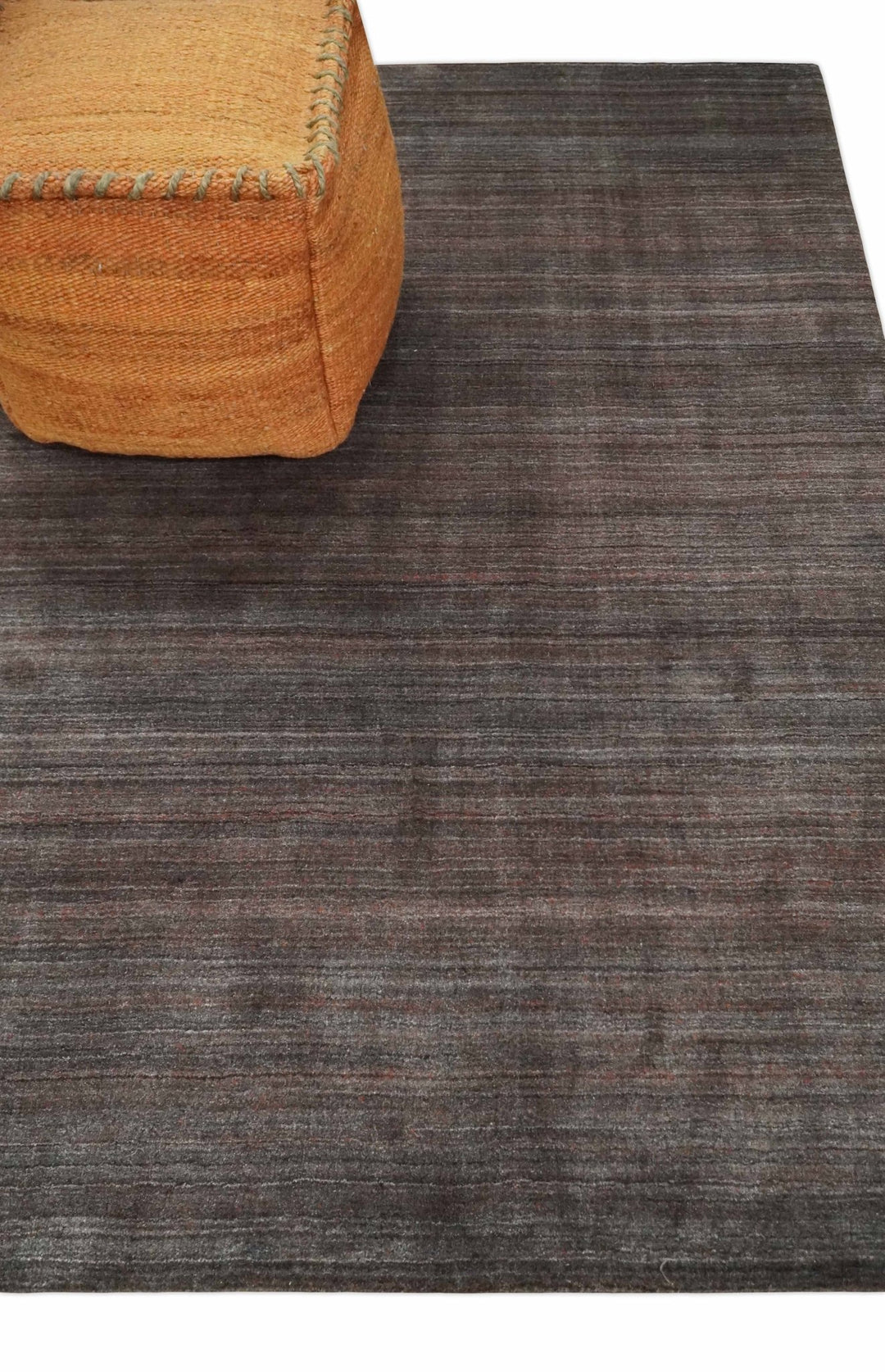 Solid Brown Scandinavian 5x7 Blended Wool Flatwoven Area Rug, Dinning, Kids Rug | HL17 - The Rug Decor