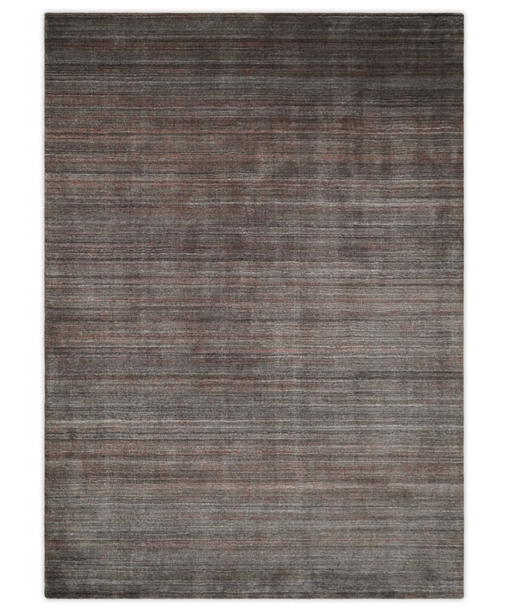 Solid Brown Scandinavian 5x7 Blended Wool Flatwoven Area Rug, Dinning, Kids Rug | HL17 - The Rug Decor