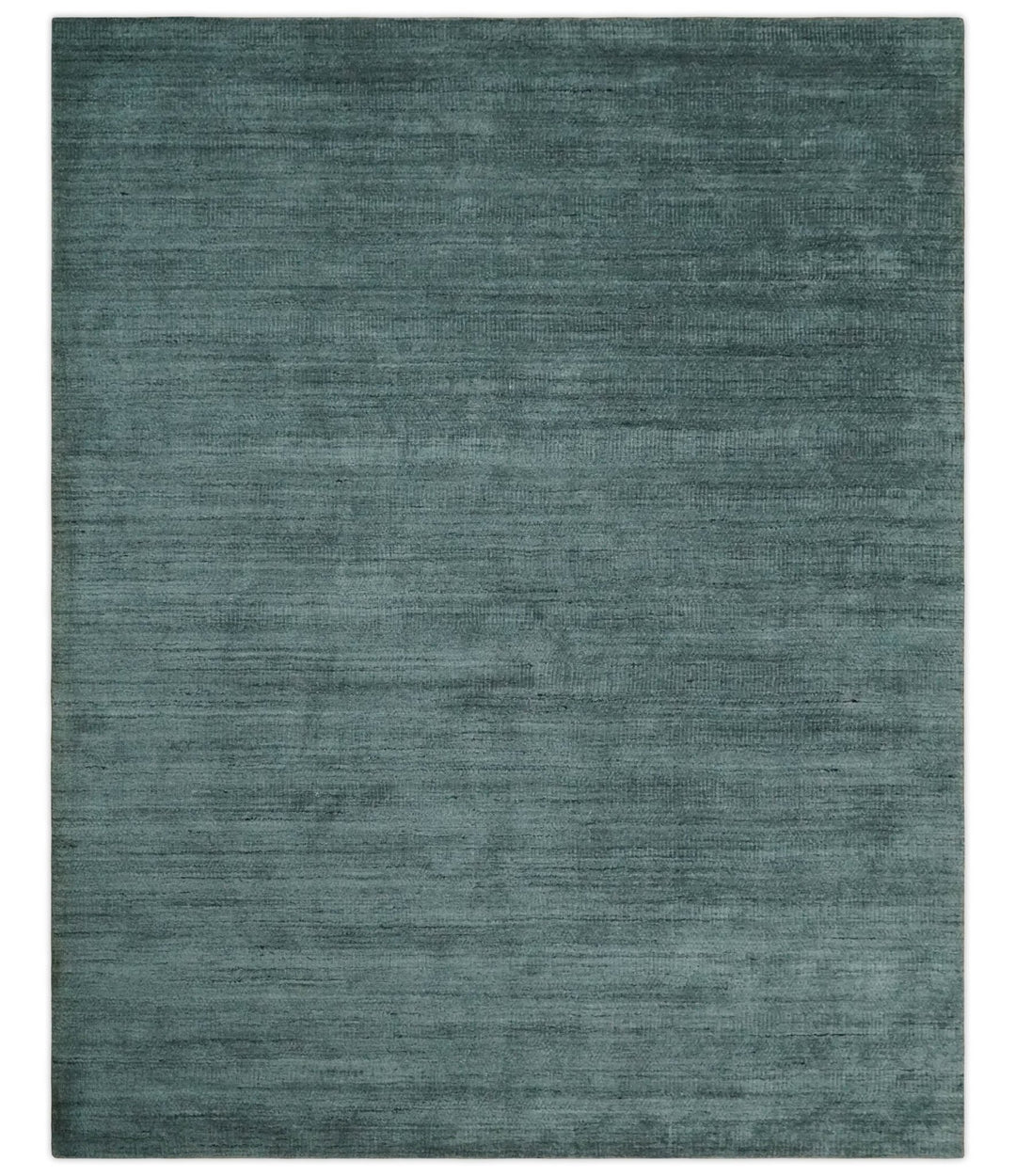 Solid Charcoal and Teal Scandinavian 8x10 Hand Made Blended Wool Flatwoven Area Rug | KE8 - The Rug Decor