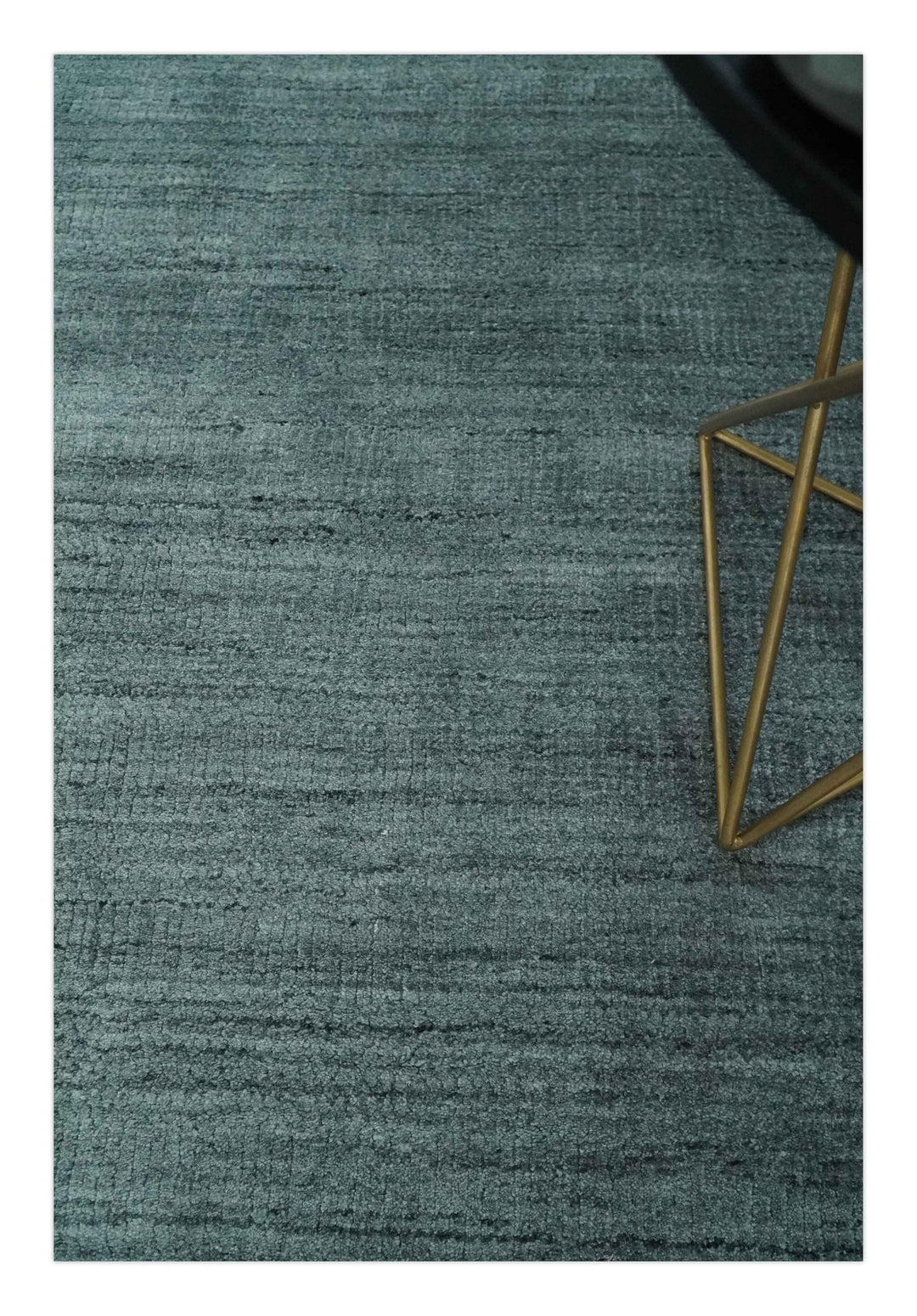 Solid Charcoal and Teal Scandinavian 8x10 Hand Made Blended Wool Flatwoven Area Rug | KE8 - The Rug Decor