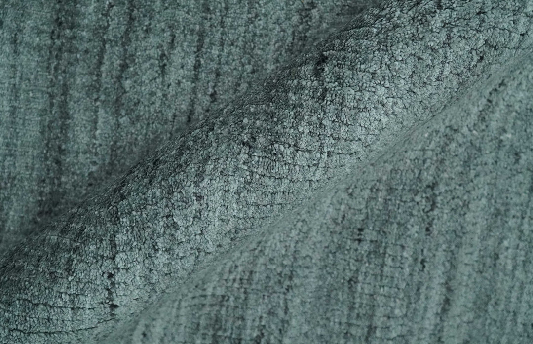 Solid Charcoal and Teal Scandinavian 8x10 Hand Made Blended Wool Flatwoven Area Rug | KE8 - The Rug Decor