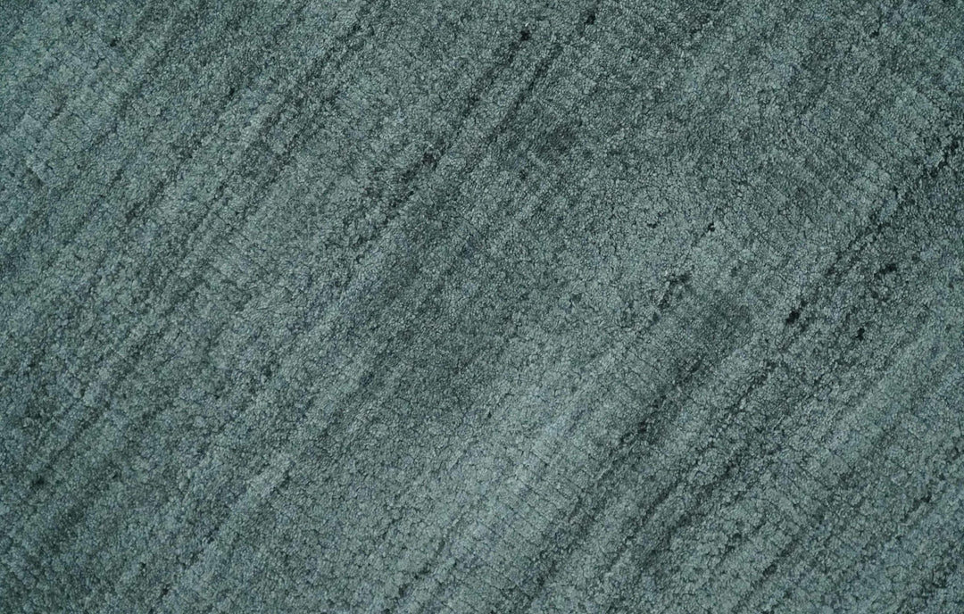 Solid Charcoal and Teal Scandinavian 8x10 Hand Made Blended Wool Flatwoven Area Rug | KE8 - The Rug Decor