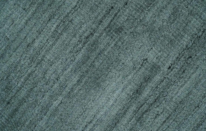 Solid Charcoal and Teal Scandinavian 8x10 Hand Made Blended Wool Flatwoven Area Rug | KE8 - The Rug Decor