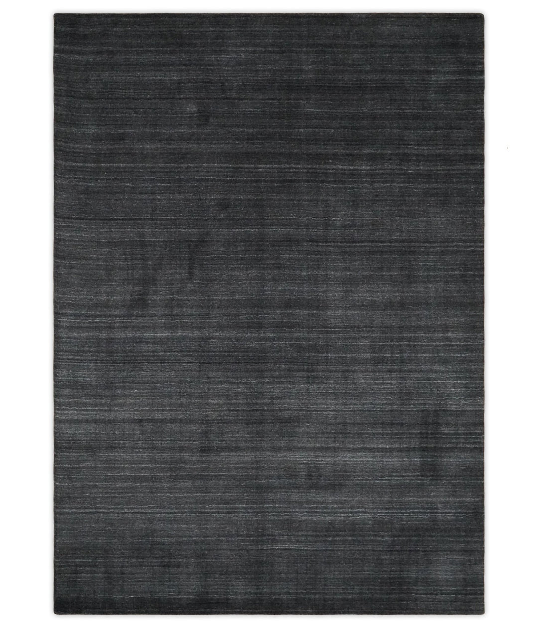 Solid Charcoal Black Scandinavian 5x7 Blended Wool Flatwoven Area Rug | HL13 - The Rug Decor