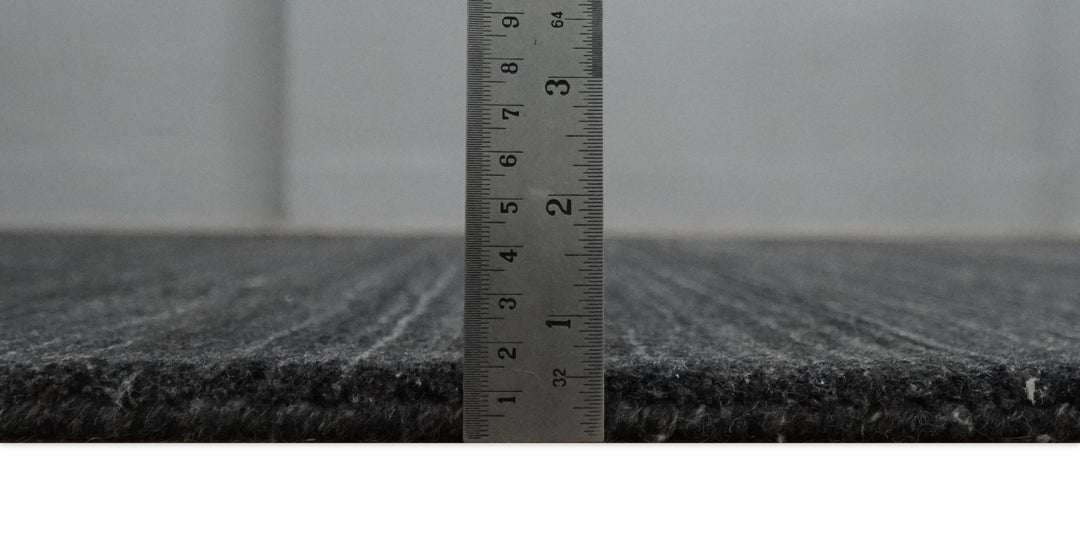 Solid Charcoal Black Scandinavian 5x7 Blended Wool Flatwoven Area Rug | HL13 - The Rug Decor