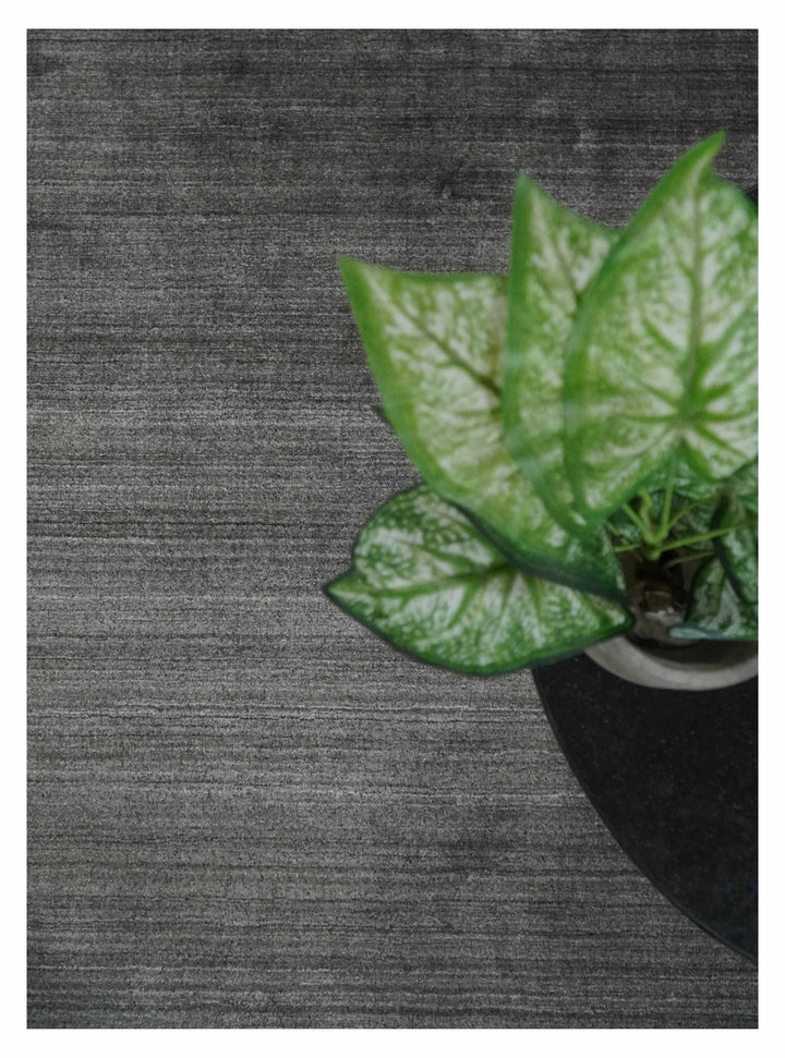 Solid Charcoal Scandinavian 5x7 Blended Bamboo Silk Flatwoven Area Rug, Dinning, Kids Rug | HL44 - The Rug Decor
