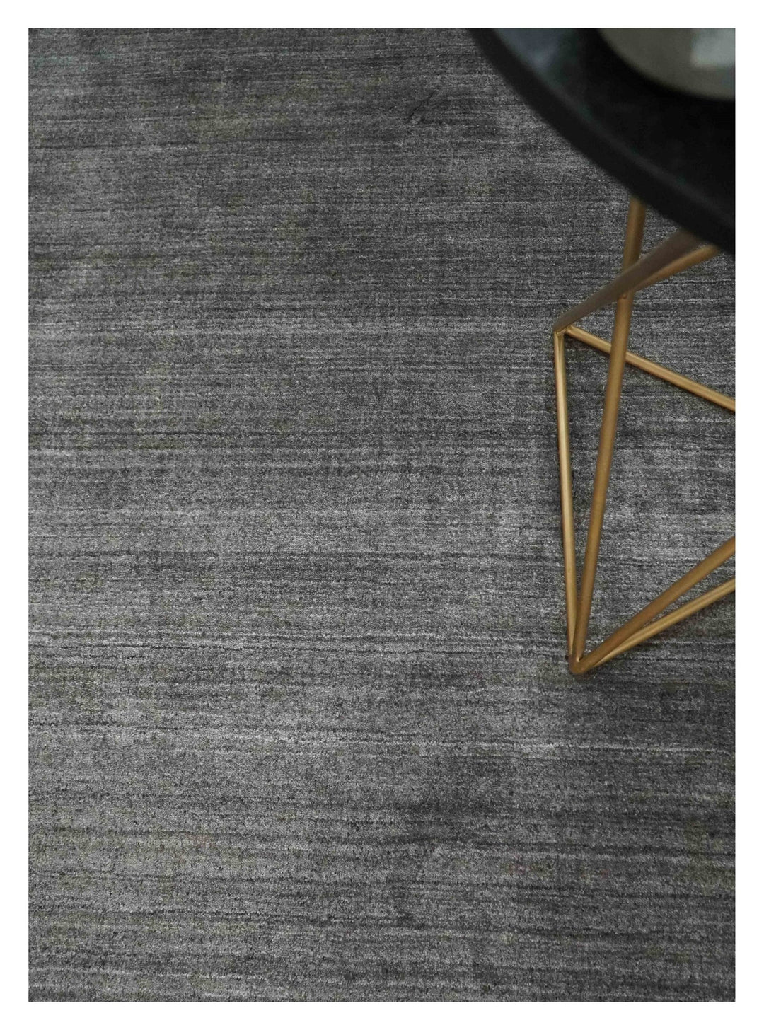 Solid Charcoal Scandinavian 5x7 Blended Bamboo Silk Flatwoven Area Rug, Dinning, Kids Rug | HL44 - The Rug Decor