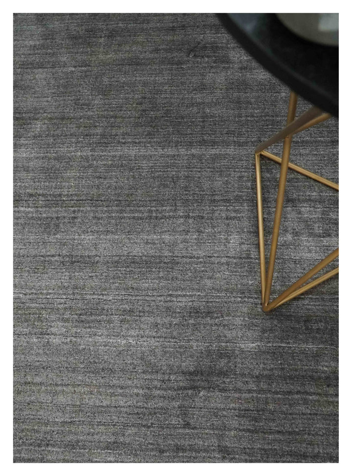 Solid Charcoal Scandinavian 5x7 Blended Bamboo Silk Flatwoven Area Rug, Dinning, Kids Rug | HL44 - The Rug Decor