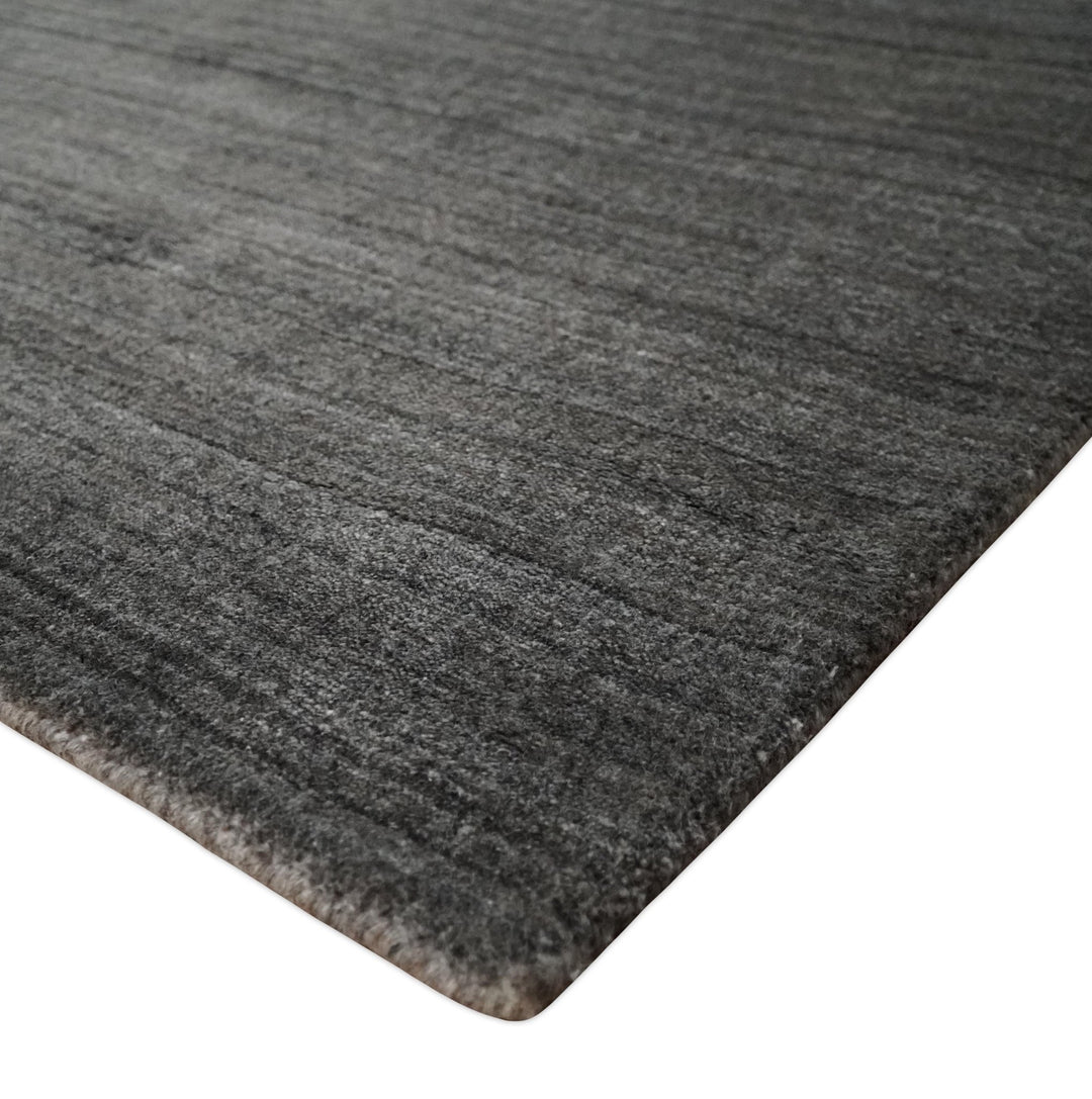 Solid Charcoal Scandinavian 5x7 Blended Bamboo Silk Flatwoven Area Rug, Dinning, Kids Rug | HL44 - The Rug Decor