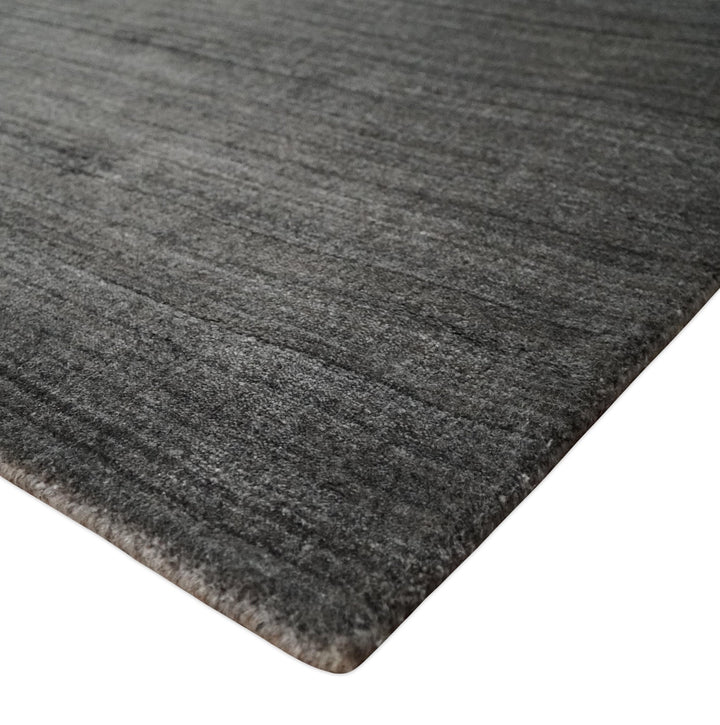 Solid Charcoal Scandinavian 5x7 Blended Bamboo Silk Flatwoven Area Rug, Dinning, Kids Rug | HL44 - The Rug Decor