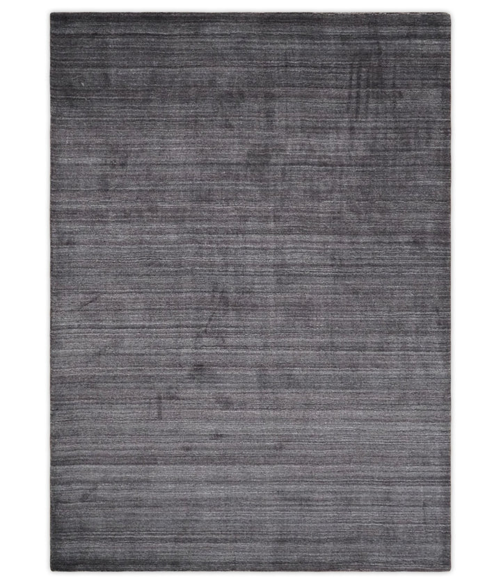 Solid Charcoal Scandinavian 5x7 Blended Wool Flatwoven Area Rug, Dinning, Kids Rug | HL14 - The Rug Decor