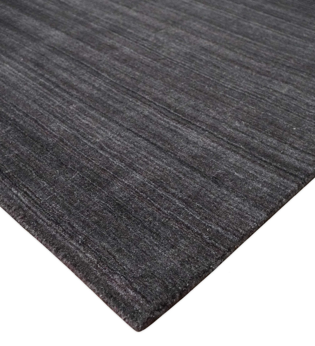 Solid Charcoal Scandinavian 5x7 Blended Wool Flatwoven Area Rug, Dinning, Kids Rug | HL14 - The Rug Decor