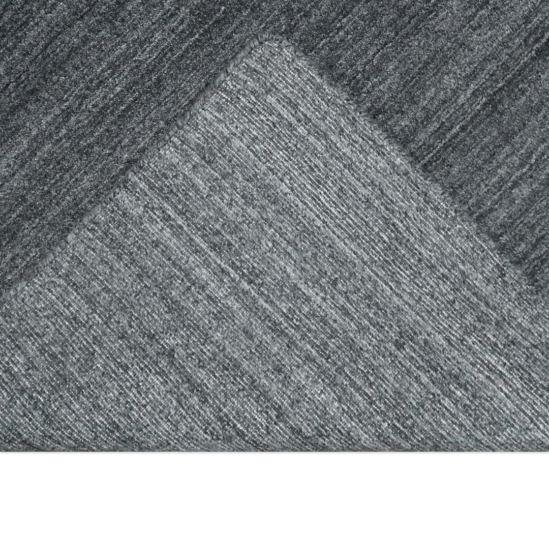 Solid Dark Gray Scandinavian 5x7 Blended Bamboo Silk Flatwoven Area Rug, Dinning, Kids Rug | HL32 - The Rug Decor