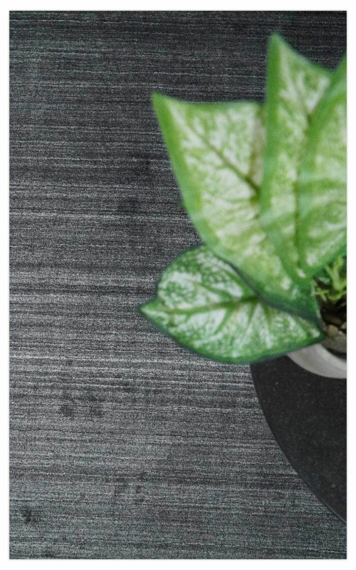 Solid Dark Gray Scandinavian 5x7 Blended Bamboo Silk Flatwoven Area Rug, Dinning, Kids Rug | HL32 - The Rug Decor