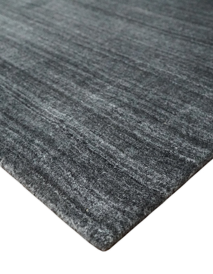 Solid Dark Gray Scandinavian 5x7 Blended Bamboo Silk Flatwoven Area Rug, Dinning, Kids Rug | HL32 - The Rug Decor
