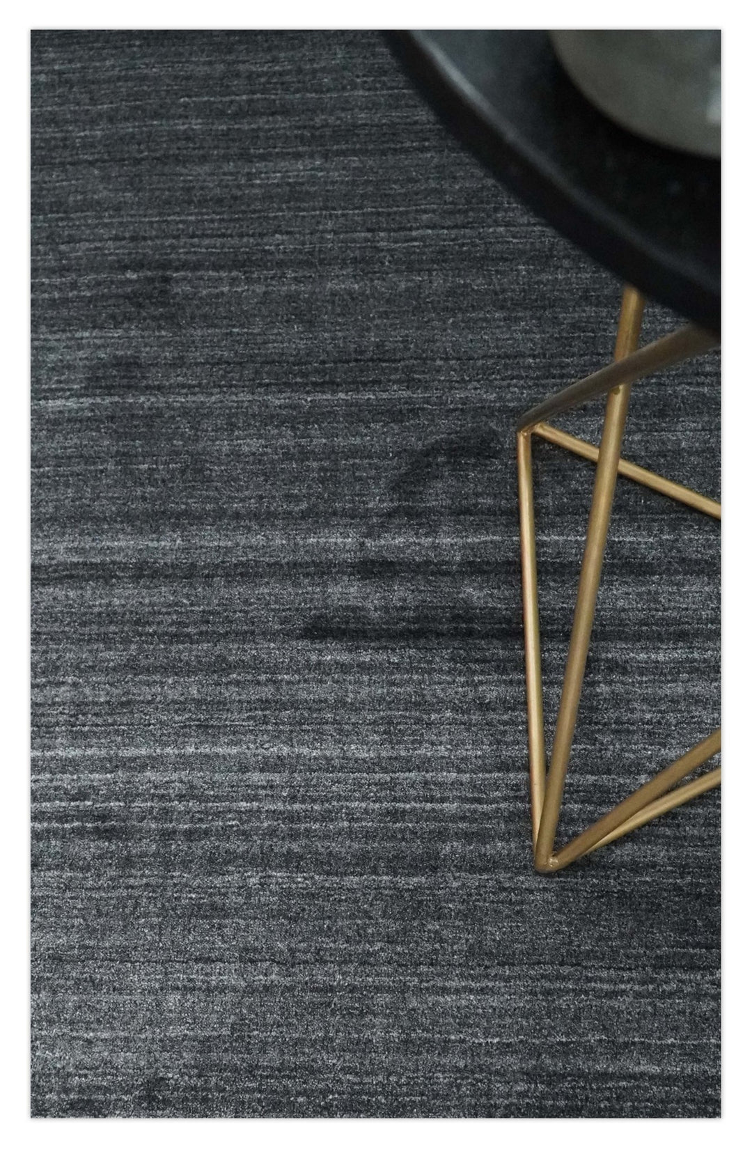 Solid Dark Gray Scandinavian 5x7 Blended Bamboo Silk Flatwoven Area Rug, Dinning, Kids Rug | HL32 - The Rug Decor