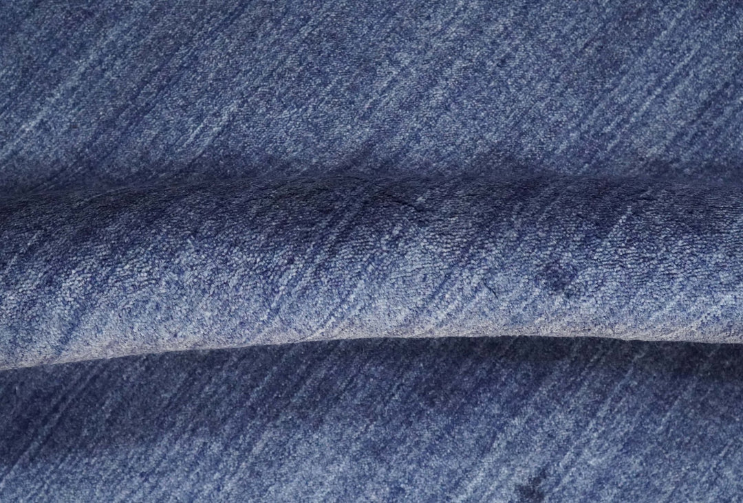 Solid Denim Blue Scandinavian 5x7 Blended Bamboo Silk Flatwoven Area Rug, Dinning, Kids Rug | HL46 - The Rug Decor