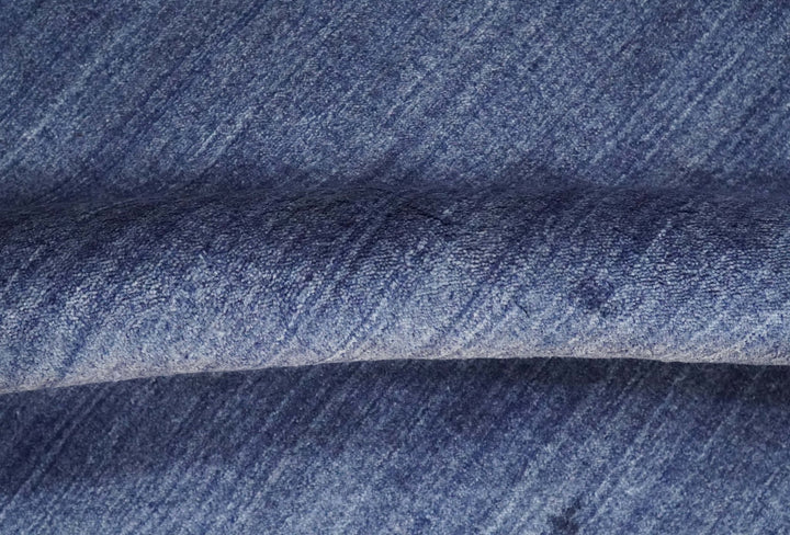 Solid Denim Blue Scandinavian 5x7 Blended Bamboo Silk Flatwoven Area Rug, Dinning, Kids Rug | HL46 - The Rug Decor