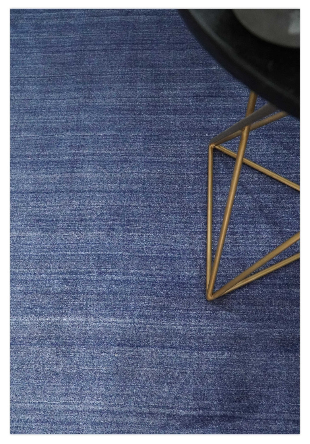 Solid Denim Blue Scandinavian 5x7 Blended Bamboo Silk Flatwoven Area Rug, Dinning, Kids Rug | HL46 - The Rug Decor