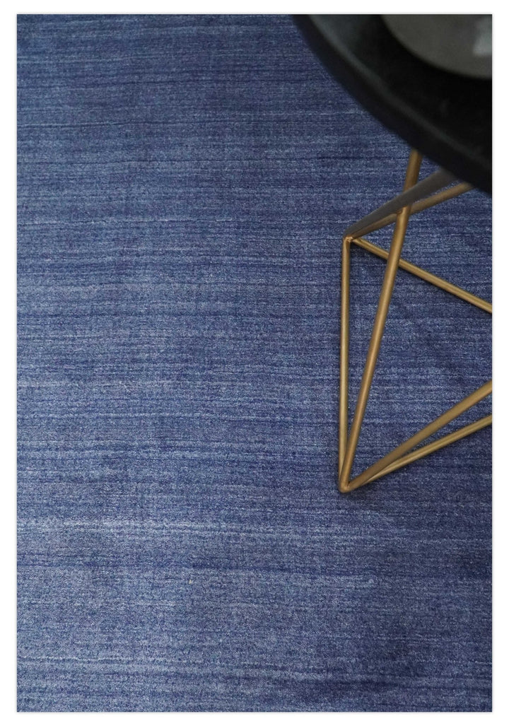 Solid Denim Blue Scandinavian 5x7 Blended Bamboo Silk Flatwoven Area Rug, Dinning, Kids Rug | HL46 - The Rug Decor