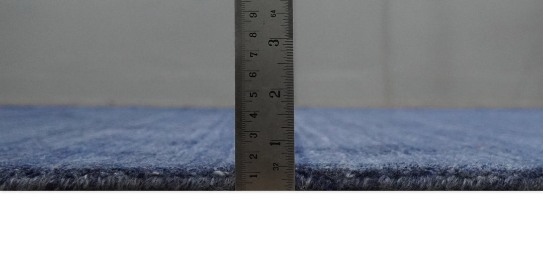 Solid Denim Blue Scandinavian 5x7 Blended Bamboo Silk Flatwoven Area Rug, Dinning, Kids Rug | HL46 - The Rug Decor