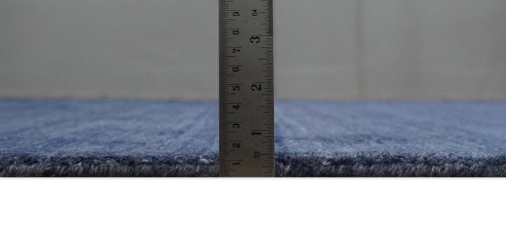 Solid Denim Blue Scandinavian 5x7 Blended Bamboo Silk Flatwoven Area Rug, Dinning, Kids Rug | HL46 - The Rug Decor