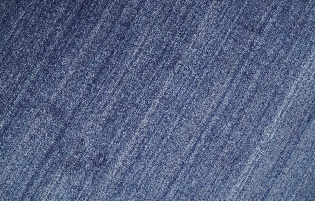 Solid Denim Blue Scandinavian 5x7 Blended Bamboo Silk Flatwoven Area Rug, Dinning, Kids Rug | HL46 - The Rug Decor