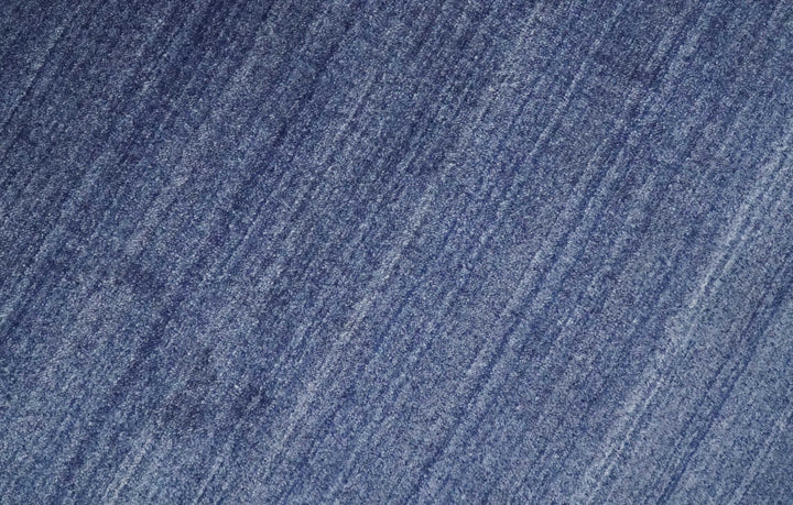 Solid Denim Blue Scandinavian 5x7 Blended Bamboo Silk Flatwoven Area Rug, Dinning, Kids Rug | HL46 - The Rug Decor