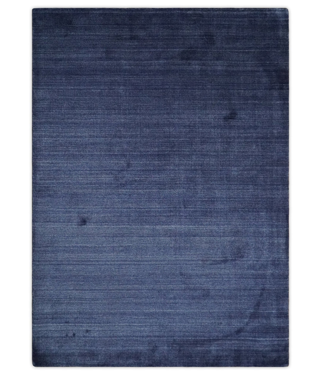 Solid Denim Blue Scandinavian 5x7 Blended Bamboo Silk Flatwoven Area Rug, Dinning, Kids Rug | HL46 - The Rug Decor