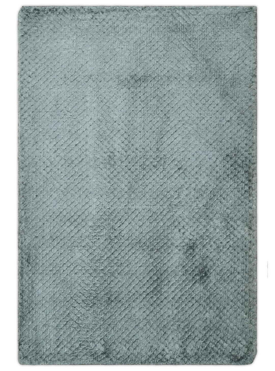 Solid Gray 2x3 Modern Geometrical Cross diamond design Hand Made art silk Area Rug | N2223 - The Rug Decor