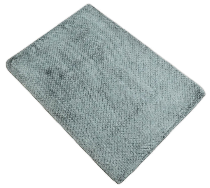 Solid Gray 2x3 Modern Geometrical Cross diamond design Hand Made art silk Area Rug | N2223 - The Rug Decor