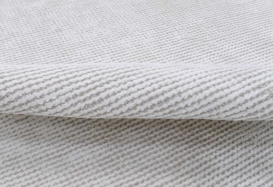 Solid Ivory Hand Made Textured Wool Area Rug | Low Pile | No Shedding | TRD163 - The Rug Decor