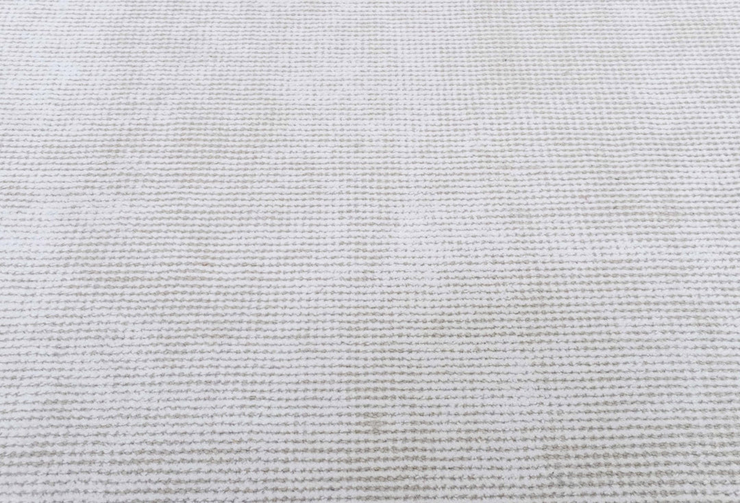 Solid Ivory Hand Made Textured Wool Area Rug | Low Pile | No Shedding | TRD163 - The Rug Decor