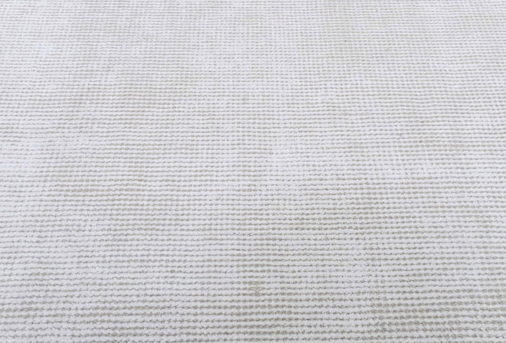Solid Ivory Hand Made Textured Wool Area Rug | Low Pile | No Shedding | TRD163 - The Rug Decor