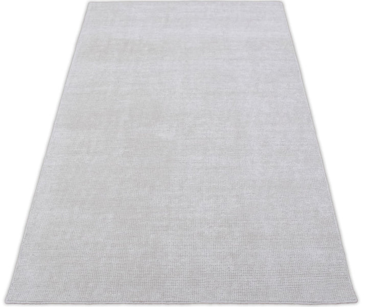 Solid Ivory Hand Made Textured Wool Area Rug | Low Pile | No Shedding | TRD163 - The Rug Decor